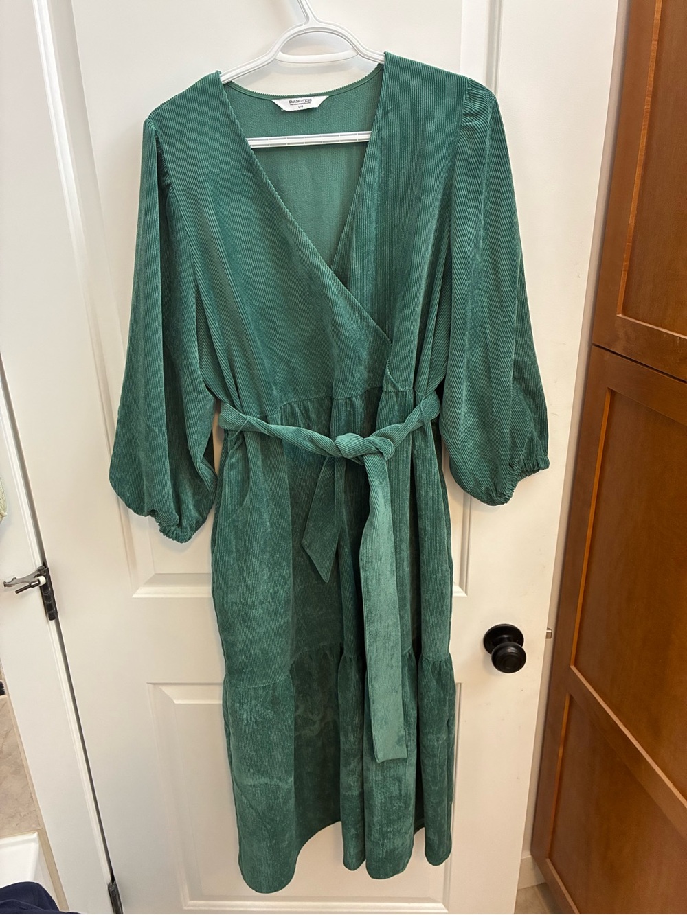 Smash + Tess Green Velvet Midi Wrap Dress
